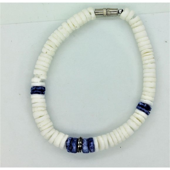 GENUINE WHITE CORAL BRACELET heishi beads 7 1/2" - Picture 2 of 6